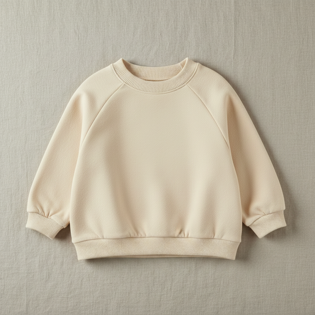 Flat lay of Wide-Neck French Terry Sweatshirt in Warm Oat