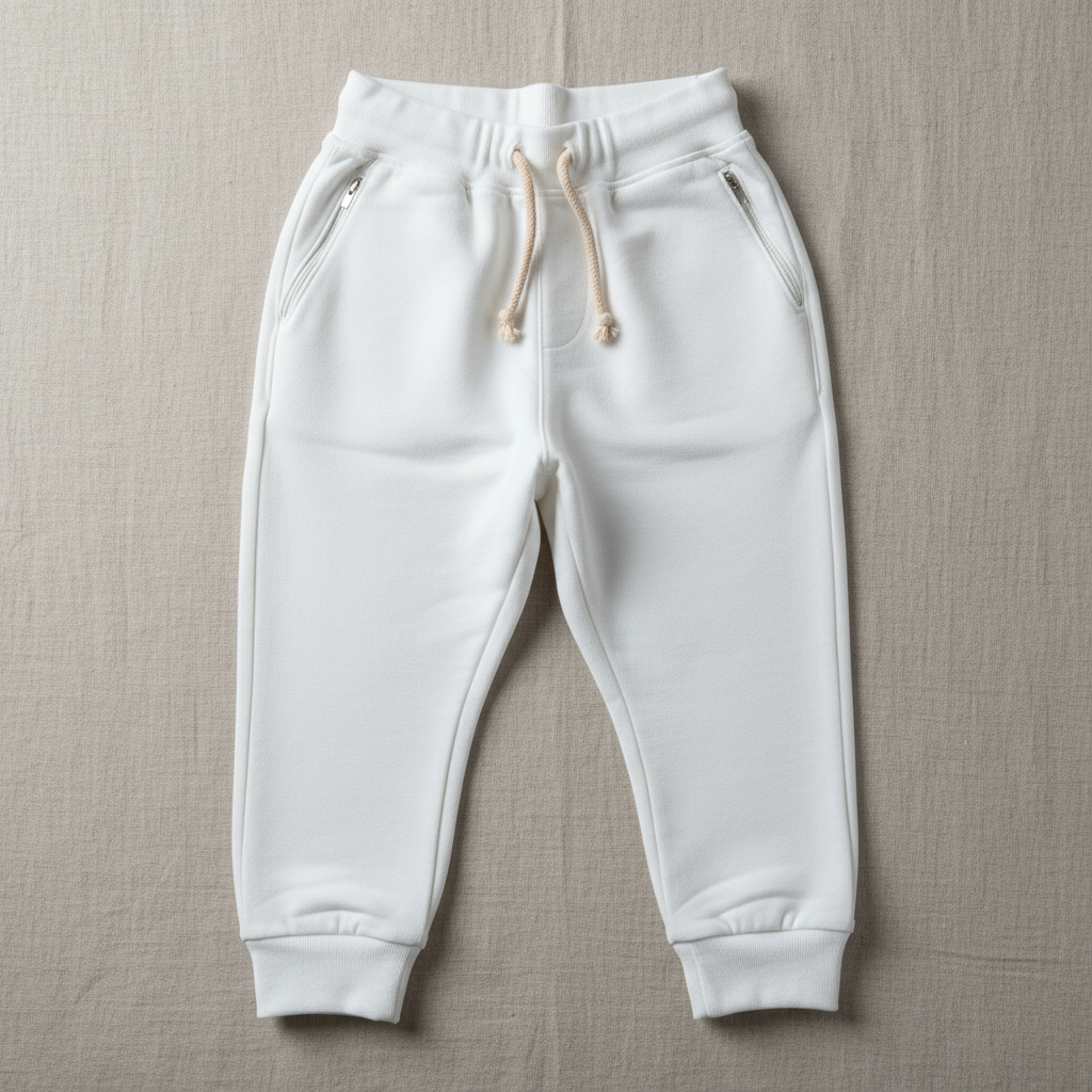 Flat lay of Organic Cotton Tapered Sweatpant in White