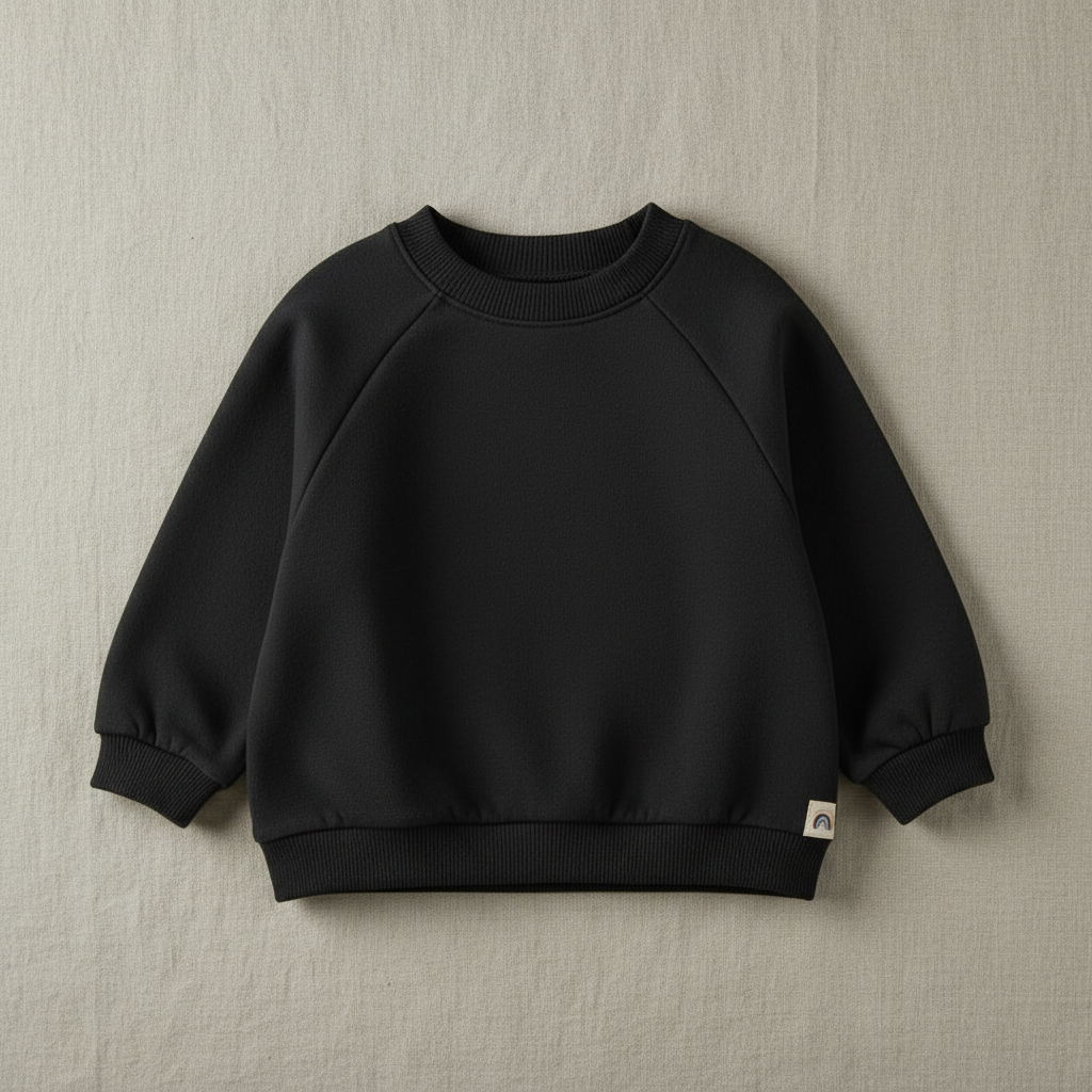 Flat lay of Wide-Neck French Terry Sweatshirt in Black