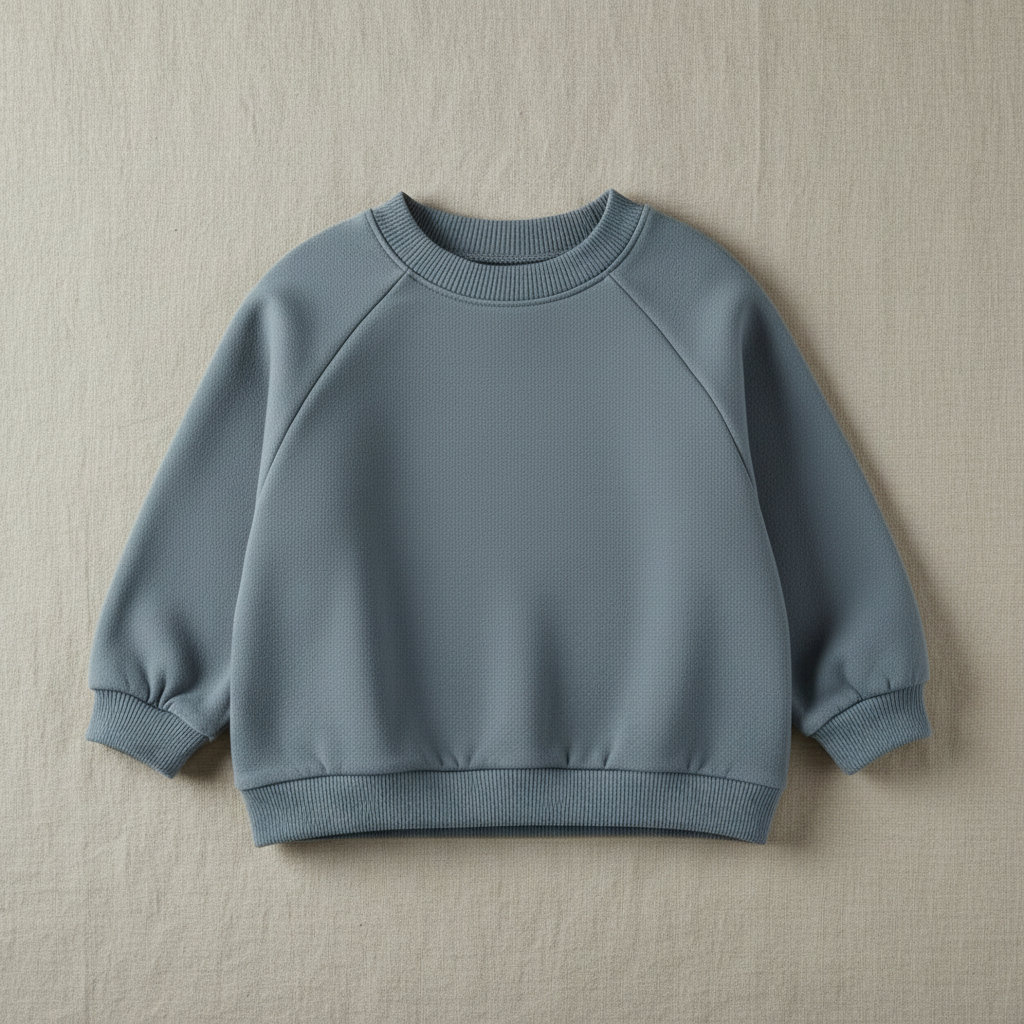 Flat lay of Wide-Neck French Terry Sweatshirt in Slate Blue