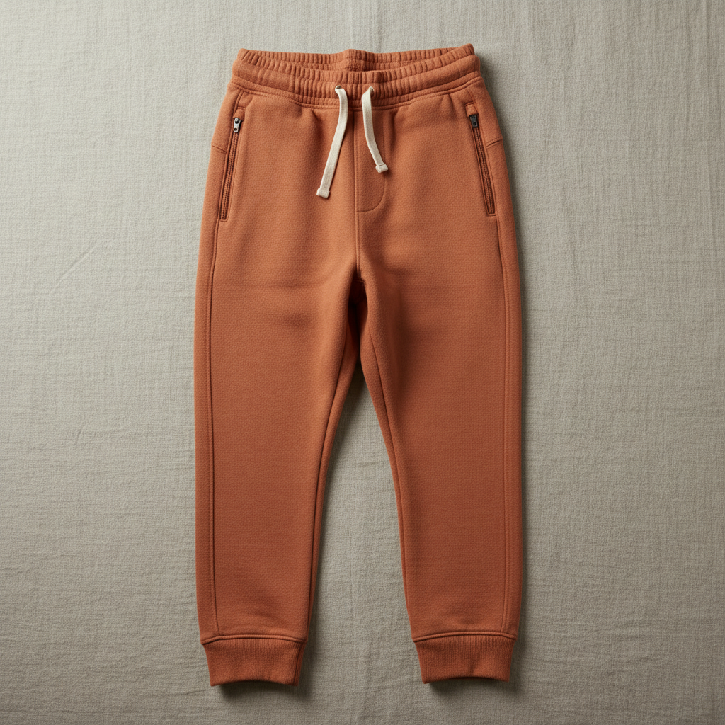 Flat lay of Organic Cotton Tapered Sweatpant in Terracotta