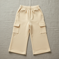 Flat lay of Organic Cotton Wide-Leg Cargo Pant in Warm Butter