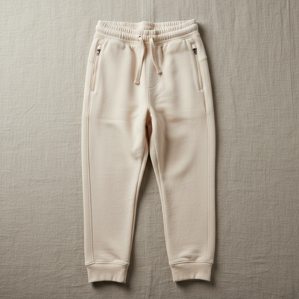 Flat lay of Organic Cotton Tapered Sweatpant in Warm Oat