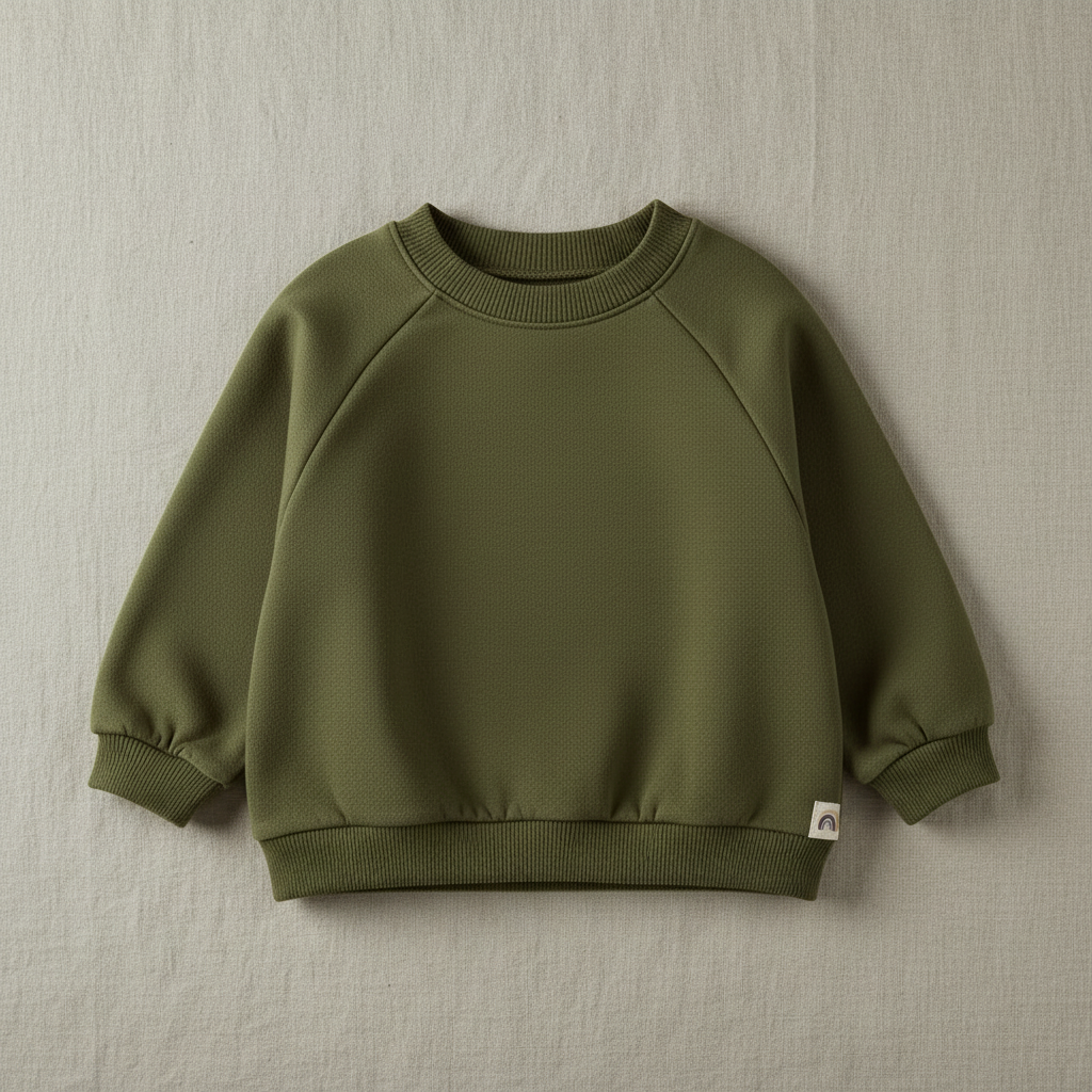 Flat lay of Wide-Neck French Terry Sweatshirt in Forest Green