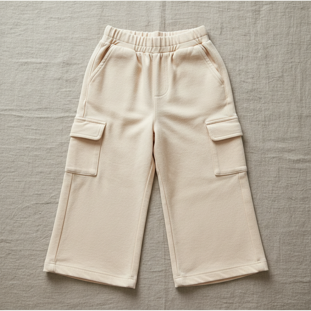 Wide-Leg Cargo Pant - Warm Oat Parchment #F8F4ED